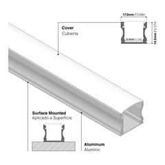 Canal aluminio U para LED